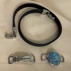 Lia Sophia Inkwell Leather Wrap Bracelet with 2 Charms